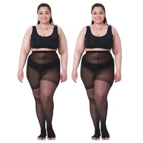 2 Pairs Womens 20D Ultra Toeless Sheer Tights Open Toe Control Top Plus Size  Pantyhose (Option: Black-XL)