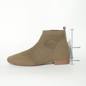 Plus Size Women's Boots Middle Tube Pointed Ankle Boots (Option: Camel-36)