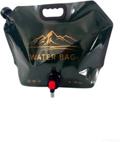 Collapsible Water Container Portable Water Bag for Travel Outdoor Hiking BPA Free Lightweight (Color: Dark green)